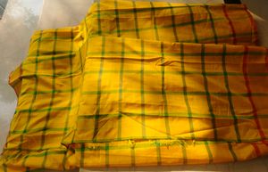 Yellow Checkered Dress Material