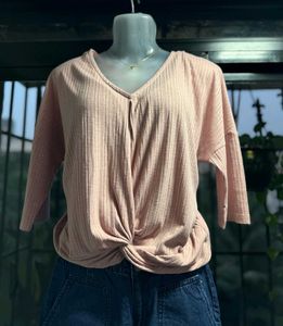 Cute Pink Knot-Front Top