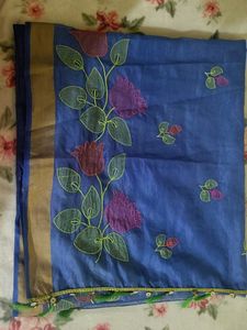 Elegant Blue Embroidered Saree