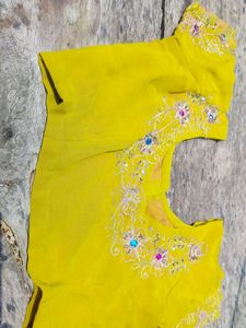 Beautiful Blouse Lemon Yellow Full Back Work