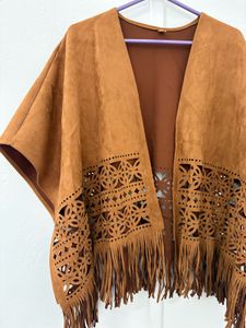 Fringed Suede Cape