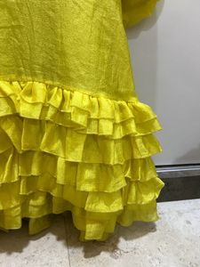Women Yellow baloon sleeves Designer dress