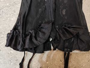 Black Sequin Dark Fem Ruffle Bottom Garter Corset
