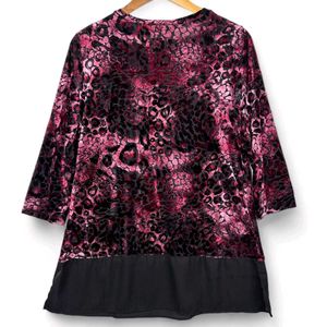 Pink Animal Print Velvet Top