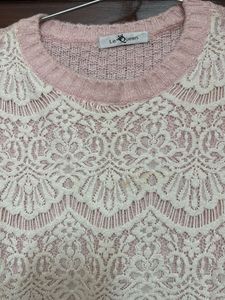 Pink Lace Sweater Top