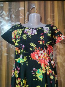 Black Floral Print Gown