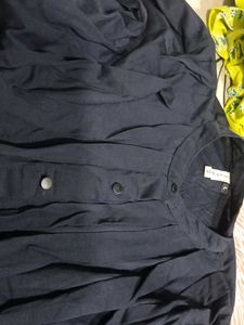 Navy Button-Down Top