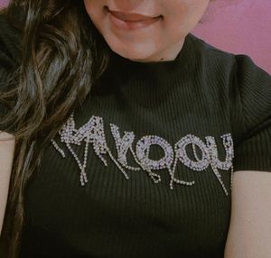 Black Embellished T-Shirt