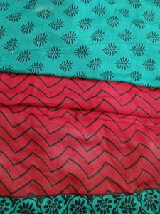 Green Red Soft Chiffon Saree, Blouse