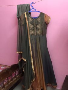 Double shade Anarkali with bottom and dupatta