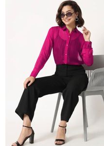 Pink Sheer Button-Down Shirt