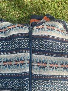 knitted Patterned Zip-Up Hoodie