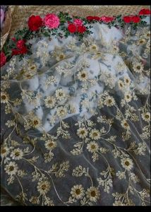 Embroidered Floral Soft Net Saree