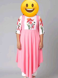 Pink Floral Printed Flated Kurta (6XL)