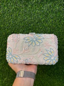 Floral Embroidered Clutch