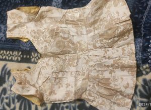 Lehenga Saree Golden And Cream