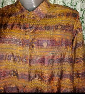 vintage Patterned Button-Up Shirt