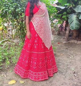 Red Embroidered Lehenga Choli