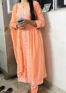 Peach Embroidered Kurta Set