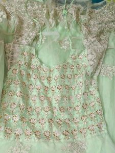 Pista Green Wedding Reception Frock