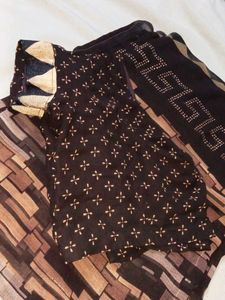 Brown Patterned Saree
