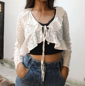 Ruffled Tie Up Crop Top