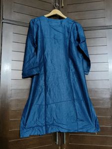 Fabindia Women Blue Pure Silk Kurta