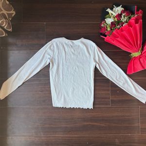 PRICE DROP Korean White Shoulder Cut Top