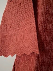 Elegant Peach Embroidered Kurti