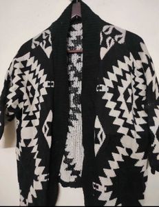 Tribal Print Open Front Cardigan
