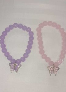 Pink And Purple Butterfly Duo Bracelet