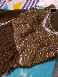 Brown Embroidered nayra Dress with Plazzo