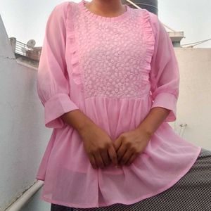 Pink Embroidered Top