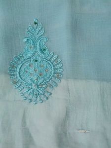 Aqua Embroidered Saree