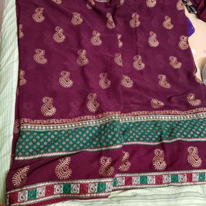 Maroon &amp; Gold Saree