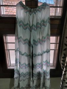White Patterned Sharara With Skyblue Kurta