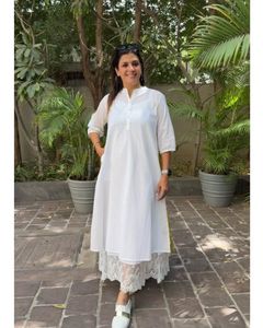 Mul Cotton One-Piece Dress with Lace Inner