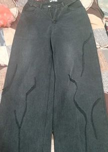 Trendy Black Wide Leg Jeans