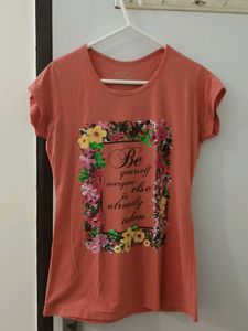 Peach Printed T-shirt