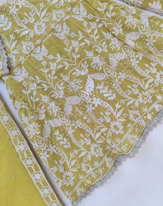 KTT Mustard Yellow Heavily Embroidered Peplum Shar