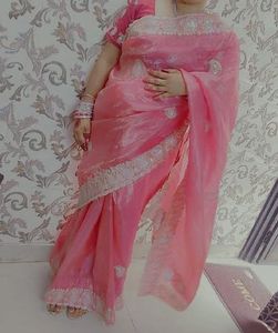 Pink Embellished Saree