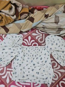 White Printed Top