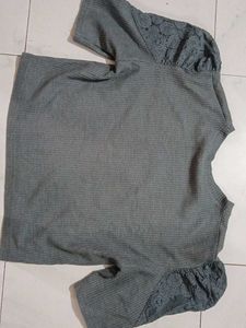 Gray Graphic Print Top