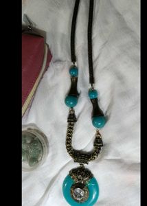 Blue geometric print kurta(free necklace)