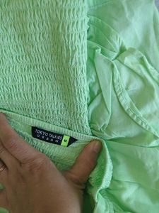 Green Ruffle Sleeveless Top