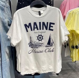 H&M Printed White Tee