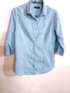 Blue 3/4 Sleeve formal shirt