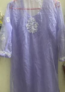Purple chikankari mirror work kurta