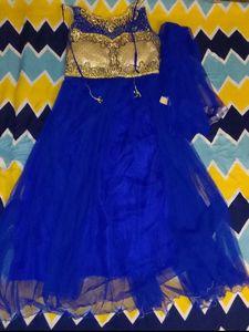 Blue Gown Suit Dupatta