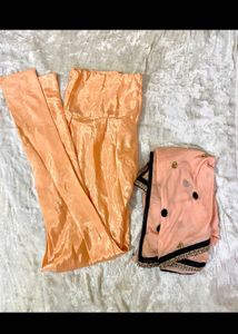 Designer Peach Dress Set With Embroidery Work